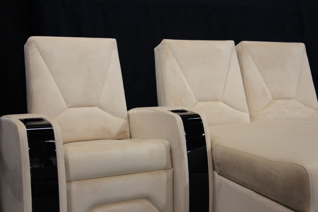 Elite Home Theater Seating - ivory suede